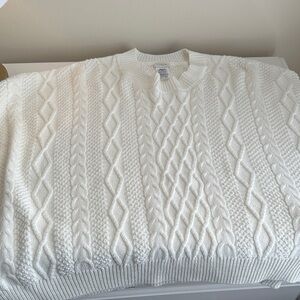 J. Crew Ivory Cable Knit Sweater Poncho - OS